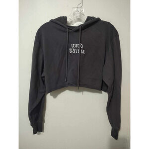 Refuge Athletics | Grey "Good Karma" Cropped Hoodie Size Small